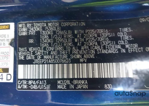 2005 Toyota Highlander V6 z USA, uszkodzony, nr VIN JTEEP21A850076623